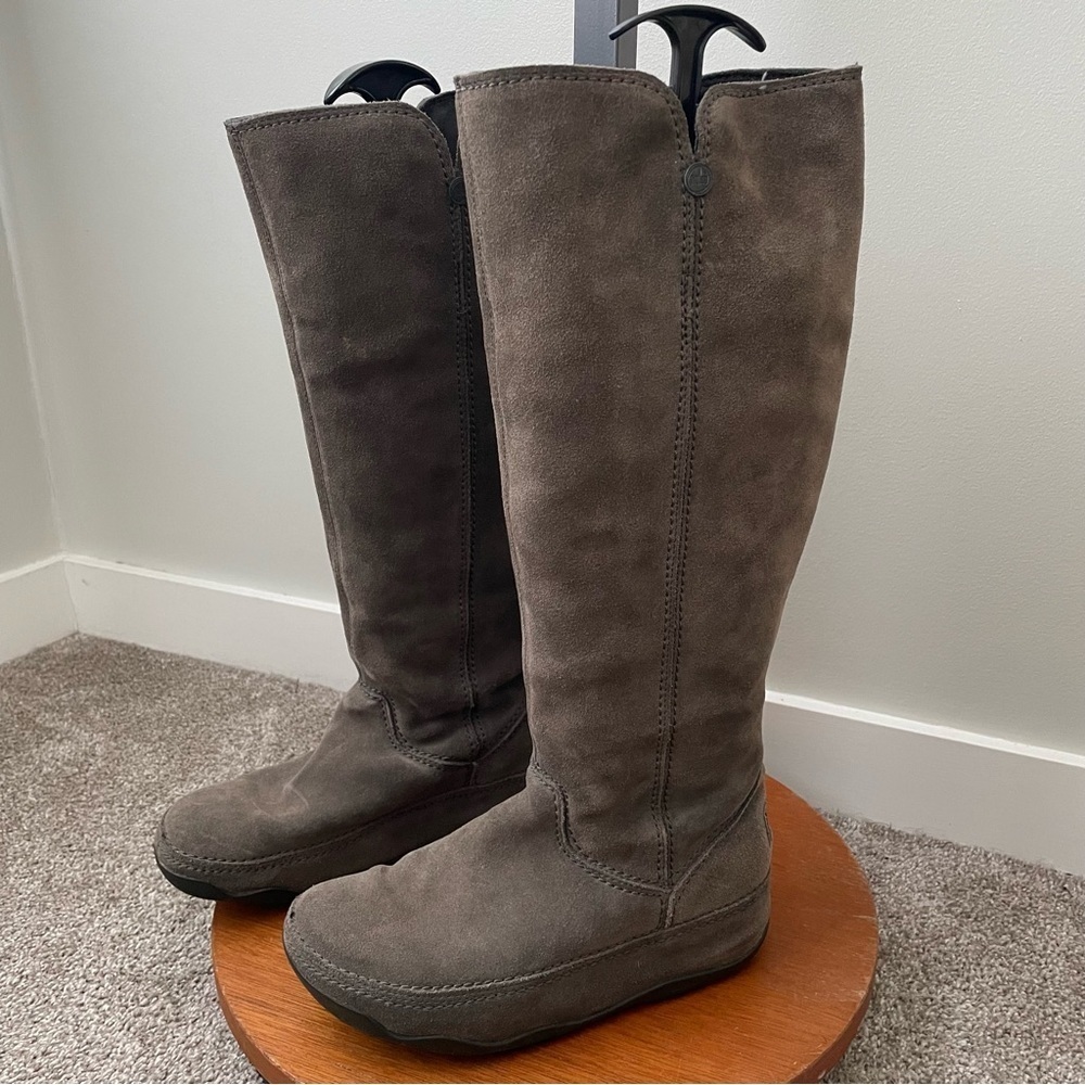 Fitflop Superboot Suede Leather Grey Pull On Tall Boot Womens Size 8.5